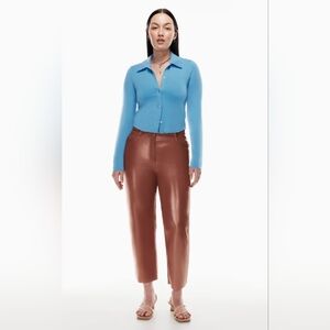 WILFRED Melina Faux Leather Tan | Cognac Cropped Pants. NWT! Size 10.